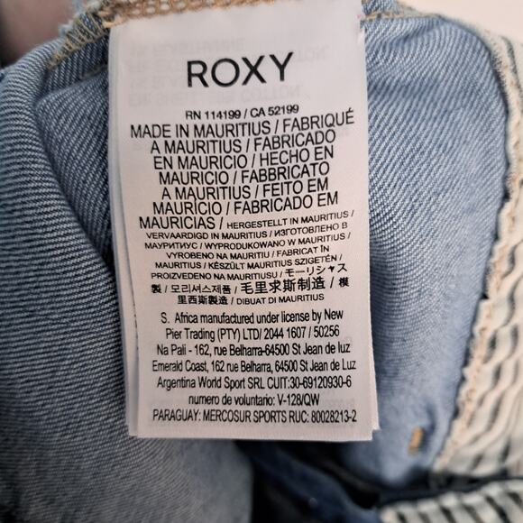 Roxy The Sun Shines Denim High Rise Button Womens Shorts Size 27 Cut off Raw Hem - Picture 8 of 10